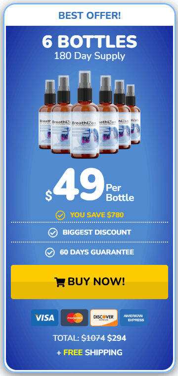BreathiZen 6 bottles 180-day supply best value free shipping
